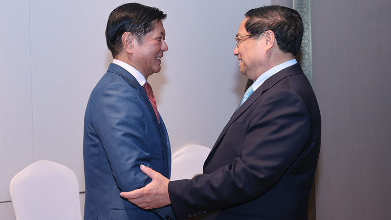 Thủ tướng Phạm Minh Chính và Tổng thống Philippines Ferdinand Romualdez Marcos. (Ảnh: NHẬT BẮC - VGP) 