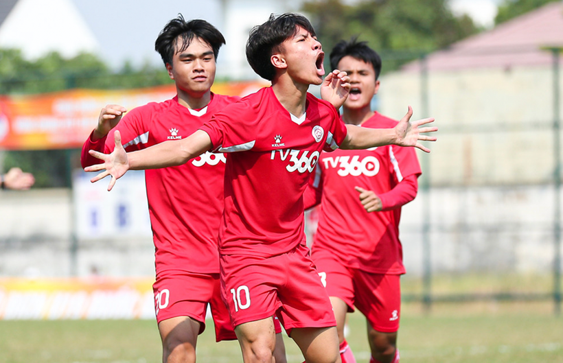 U19 Thể Công Viettel thắng 2-0 Đông Á Thanh Hóa để vào vòng bán kết. Ảnh: VFF