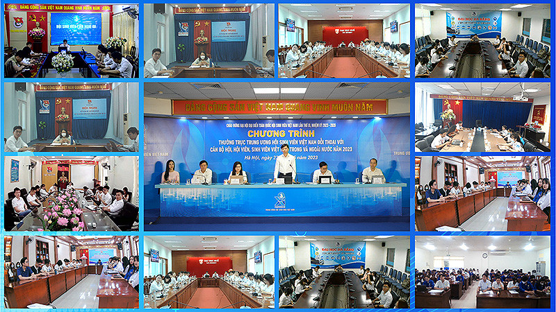 Toàn cảnh chương trình đối thoại tại các điểm cầu.