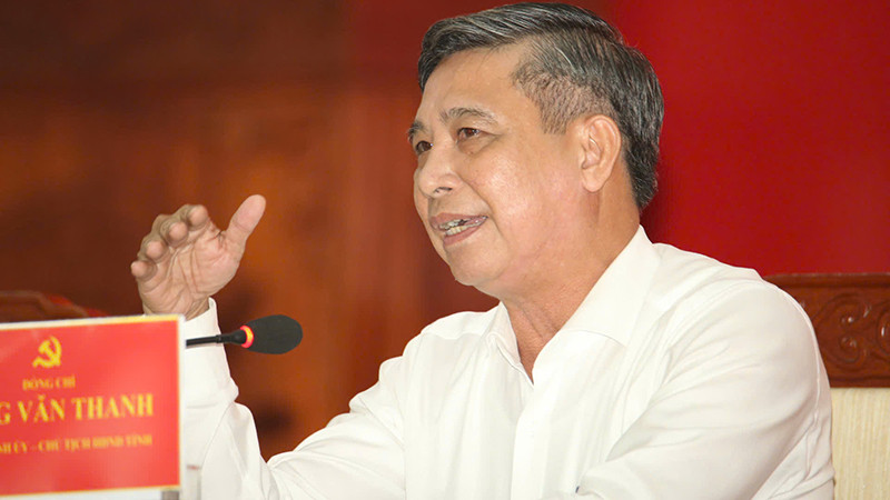 Đồng chí Đồng Văn Thanh, Bí thư Tỉnh ủy, Chủ tịch Hội đồng nhân dân tỉnh Hậu Giang phát biểu tại buổi đối thoại.