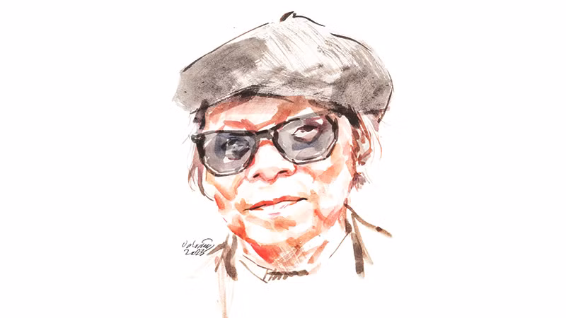 Ký họa chân dung họa sĩ Trần Đốc của họa sĩ Đỗ Hoàng Tường. 