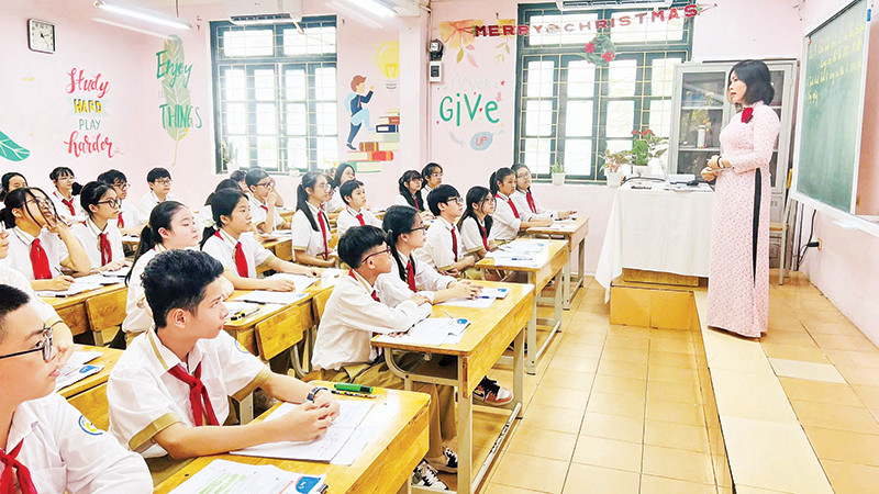 Một tiết học tại Trường THCS Thái Thịnh (Đống Đa, Hà Nội). 