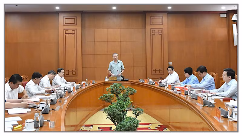 Tổng Bí thư, Chủ tịch nước Tô Lâm chủ trì cuộc họp Tiểu ban Nhân sự Đại hội XIV của Đảng. (Ảnh: ĐĂNG KHOA)