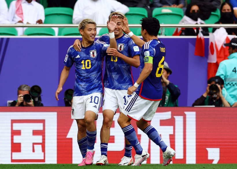 Đội tuyển Nhật Bản thắng Bahrain 3-1 để tiến vào tứ kết Asian Cup 2023. (Ảnh: Reuters)