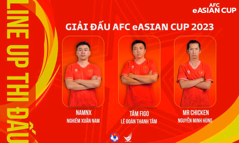 3 tuyển thủ đội tuyển eFootball Việt Nam tham dự eAsian Cup 2023. (Ảnh: VFF)