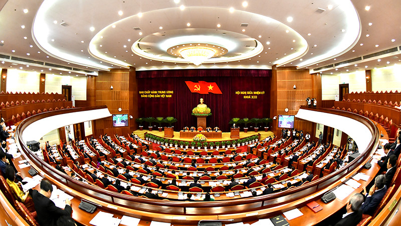 Quang cảnh Hội nghị Trung ương giữa nhiệm kỳ khóa XIII.