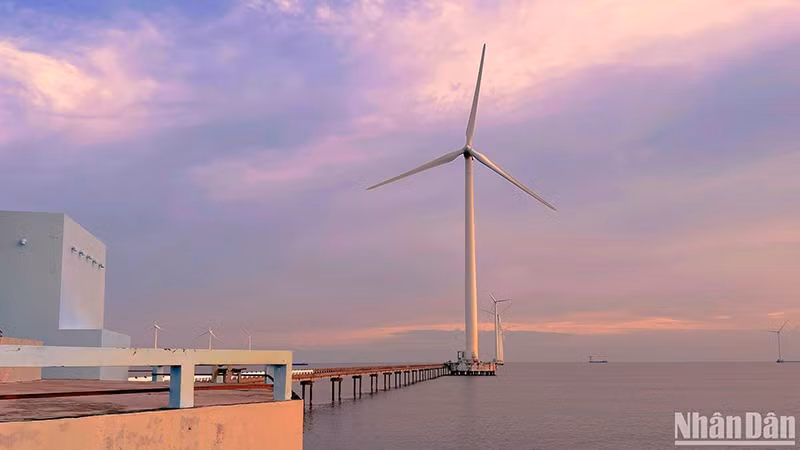 Năng lượng gió là một nguồn năng lượng tái tạo, sạch và không gây ô nhiễm môi trường (Trong ảnh: Nhà máy điện gió Bạc Liêu).