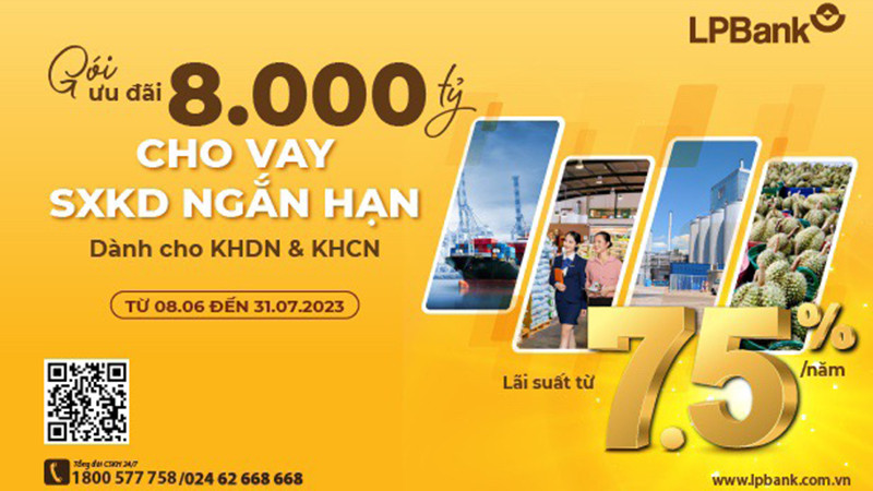 Sau 2 lần hạ lãi suất, LPBank tiếp tục tung gói vay 8.000 tỷ, lãi suất chỉ từ 7,5%/năm