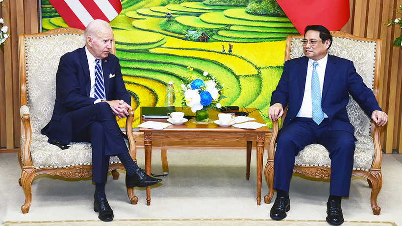 Thủ tướng Phạm Minh Chính hội kiến Tổng thống Hợp chúng quốc Hoa Kỳ Joe Biden. (Ảnh: TRẦN HẢI)