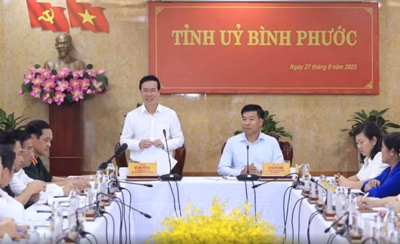 Chủ tịch nước Võ Văn Thưởng làm việc với Tỉnh ủy Bình Phước về công tác quốc phòng–an ninh, đối ngoại và cải cách tư pháp.