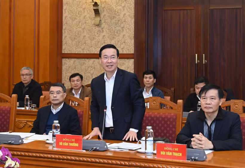 Thường trực Ban Bí thư Võ Văn Thưởng phát biểu tại hội nghị. (Ảnh: Duy Linh)