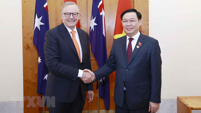 Chủ tịch Quốc hội Vương Đình Huệ hội kiến Thủ tướng Australia Anthony Albanese. 