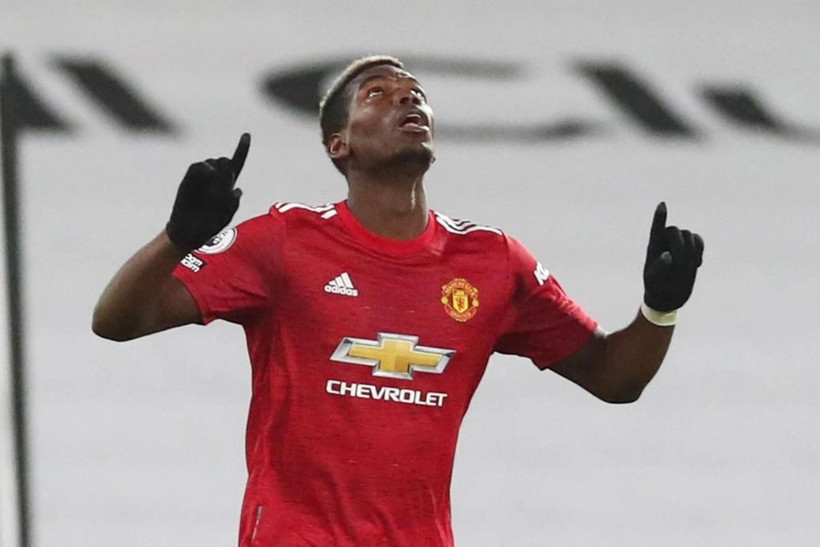 Pogba ăn mừng bàn thắng ấn định chiến thắng 1-2 trước Fulham vòng 18 Premier League mùa giải 20/21. (Ảnh: Premier League)