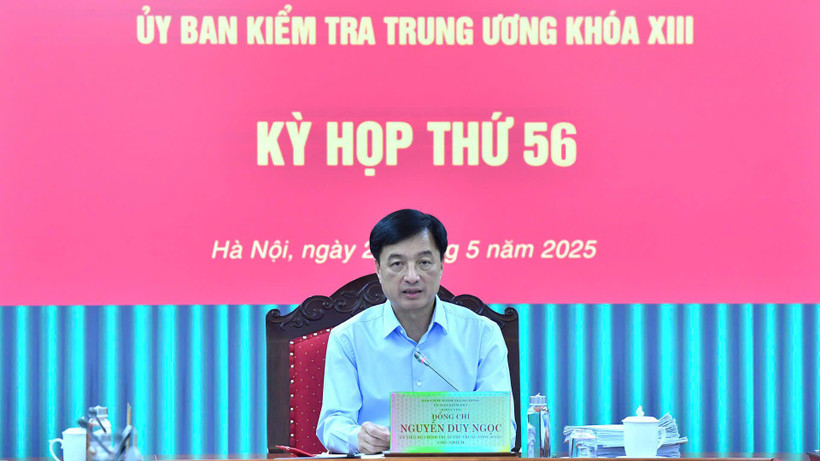 Đồng chí Nguyễn Duy Ngọc, Ủy viên Bộ Chính trị, Bí thư Trung ương Đảng, Chủ nhiệm Ủy ban Kiểm tra Trung ương chủ trì Kỳ họp thứ 56. (Ảnh: ĐĂNG KHOA)