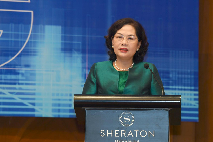 Thống đốc Ngân hàng Nhà nước Nguyễn Thị Hồng phát biểu tại hội nghị.