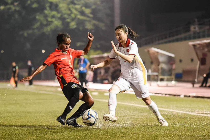 Đội tuyển nữ Việt Nam chiến thắng dễ dàng đội tuyển nữ Timor-Leste. (Ảnh: VFF)