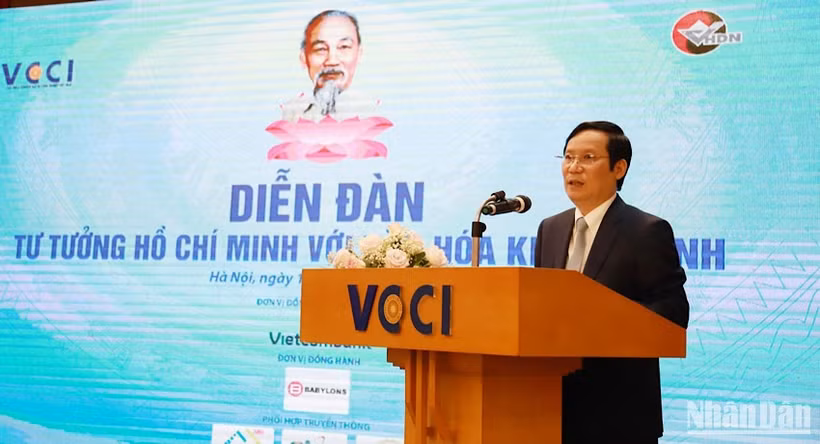 Chủ tịch VCCI Phạm Tấn Công phát biểu tại Diễn đàn “Tư tưởng Hồ Chí Minh với văn hóa kinh doanh”.
