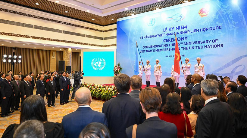 Quang cảnh lễ kỷ niệm 45 năm ngày Việt Nam gia nhập Liên hợp quốc.