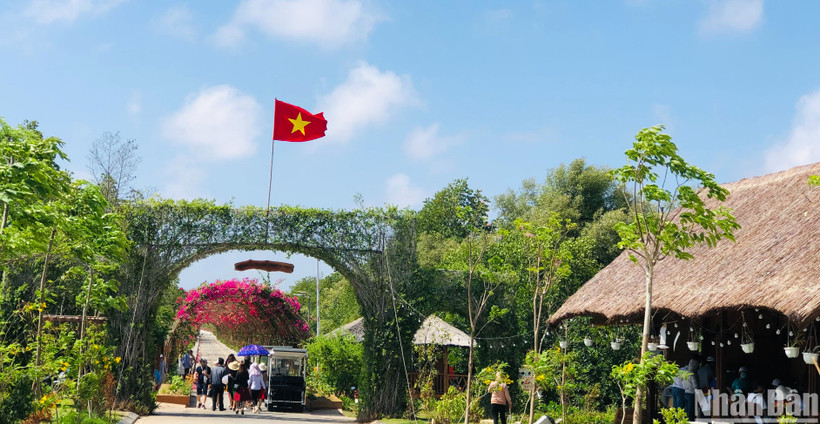 Nhiều du khách rất thích thú trải nghiệm du lịch tại công trình điện gió Hòa Bình-Bạc Liêu. 