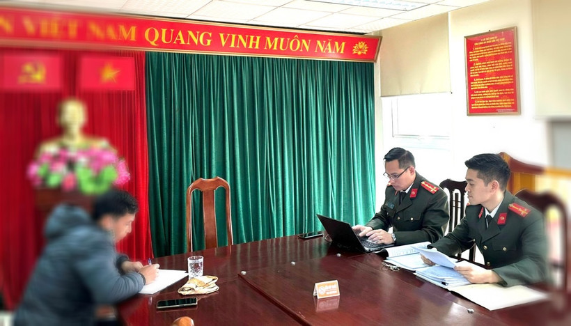 Đối tượng C.V.Q tại cơ quan Công an.