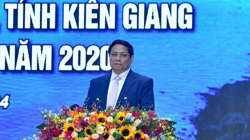 Thủ tướng Phạm Minh Chính phát biểu ý kiến tại Hội nghị tổng kết Quyết định 178/2004/QĐ-TT về phát triển tổng thể đảo Phú Quốc.