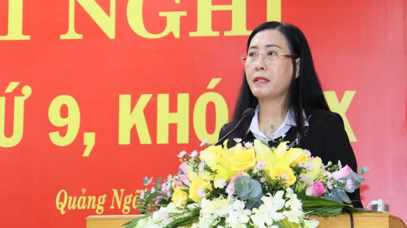 Bí thư Tỉnh ủy Quảng Ngãi Bùi Thị Quỳnh Vân phát biểu kết luận Hội nghị. 