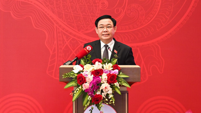 Chủ tịch Quốc hội Vương Đình Huệ phát biểu bế mạc Hội nghị toàn quốc lần thứ hai triển khai luật, nghị quyết của Quốc hội khóa XV.