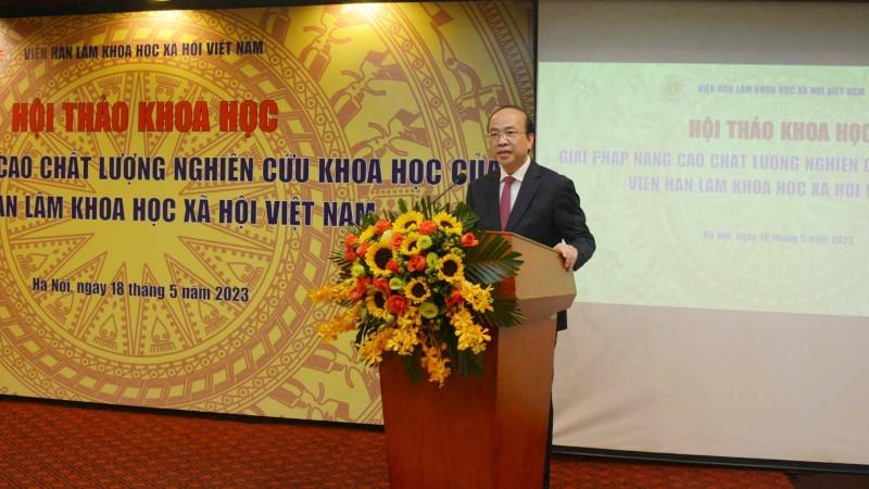 Tiến sĩ Phan Chí Hiếu, Chủ tịch Viện Hàn lâm Khoa học xã hội Việt Nam phát biểu khai mạc.
