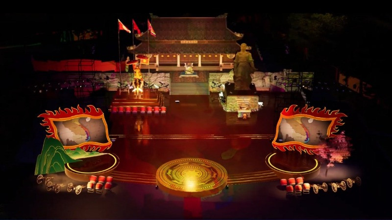 Sân khấu 3D Mapping hiện đại lần đầu tiên có tại Lễ hội Gò Đống Đa 2025. (Ảnh: BTC)