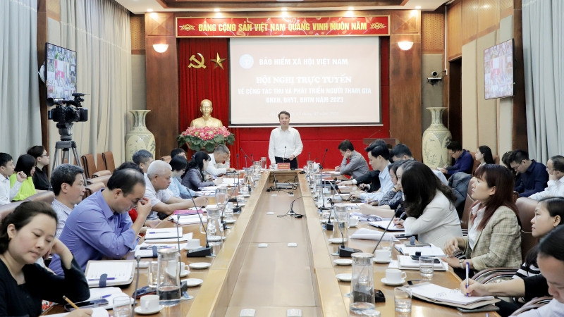 Hội nghị trực tuyến toàn ngành về Công tác thu và phát triển người tham gia bảo hiểm xã hội, bảo hiểm y tế, bảo hiểm thất nghiệp năm 2023.
