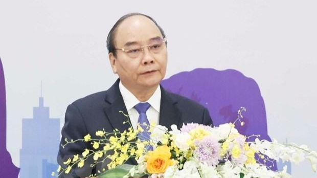 Chủ tịch nước Nguyễn Xuân Phúc phát biểu. (Ảnh: Thống Nhất/TTXVN)