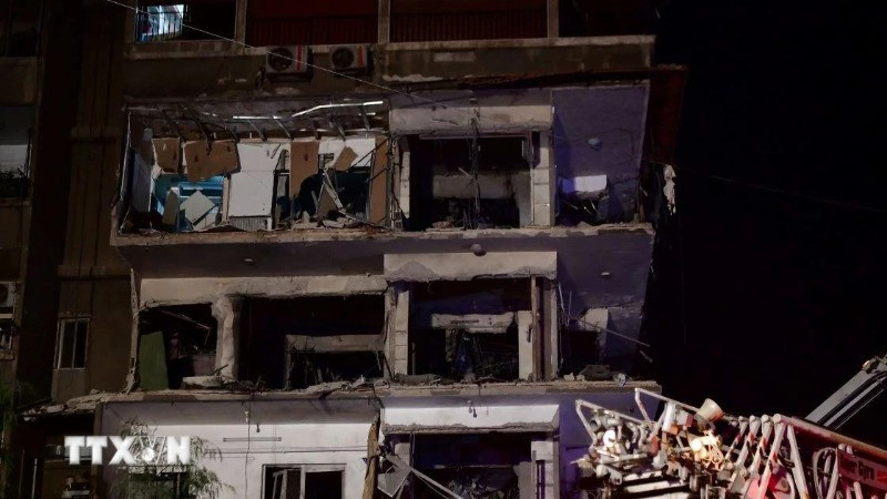 Cảnh đổ nát sau một vụ tấn công tại Damascus, Syria. (Ảnh: THX/TTXVN)