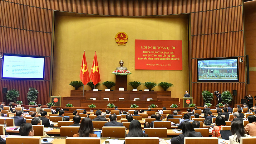 Quang cảnh hội nghị nghiên cứu, học tập, quán triệt Nghị quyết Hội nghị Trung ương 8, khóa XIII. (Ảnh: ĐĂNG KHOA)