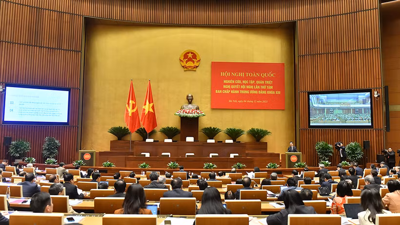 Quang cảnh hội nghị nghiên cứu, học tập, quán triệt Nghị quyết Hội nghị Trung ương 8, khóa XIII. (Ảnh: ĐĂNG KHOA)