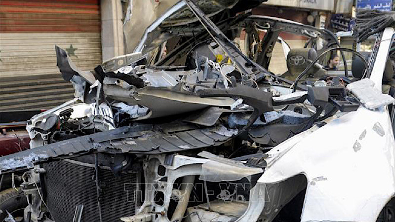 Hiện trường một vụ đánh bom xe tại thủ đô Damascus của Syria. (Ảnh tư liệu: AFP/TTXVN)