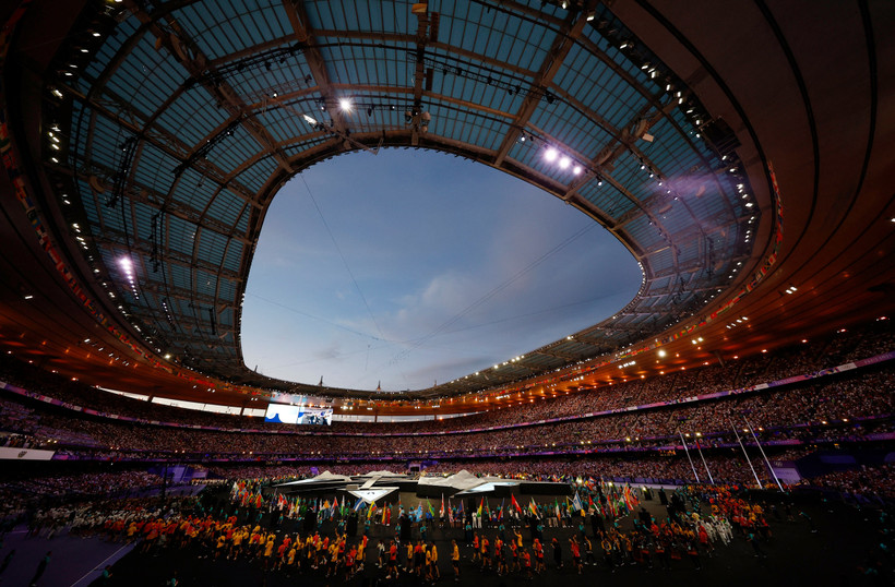 Toàn cảnh sân vận động Stade de France - nơi diễn ra Lễ bế mạc Olympic Paris 2024. 
