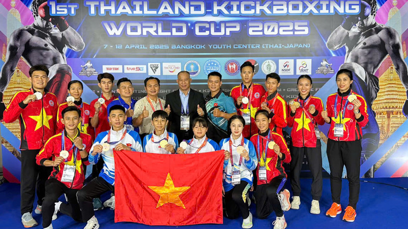 Các thành viên đội tuyển Kickboxing Việt Nam tại giải đấu. 
