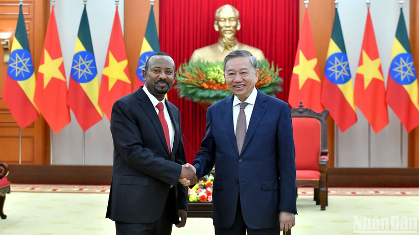 Tổng Bí thư Tô Lâm tiếp Thủ tướng Ethiopia Abiy Ahmed Ali. (Ảnh: ĐĂNG KHOA)