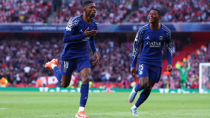 Ousmane Dembélé (số 10) mở tỷ số từ sớm cho đại diện nước Pháp. (Ảnh: PSG)