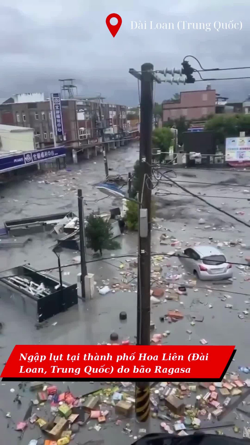 Cảnh ngập lụt chưa từng thấy tại thành phố Hòa Liên do bão Ragasa
