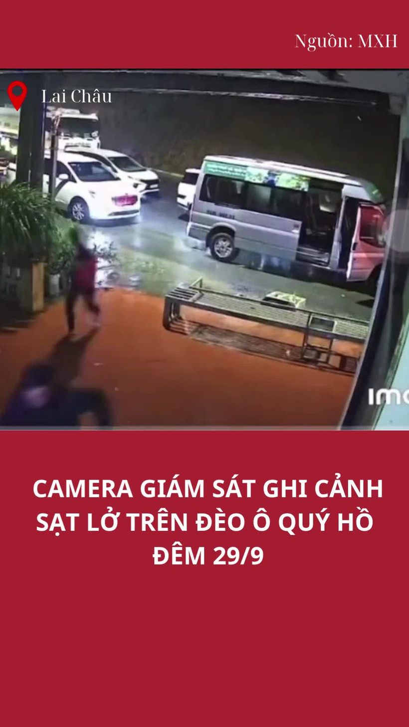 Camera giám sát ghi lại cảnh sạt lở trên đèo Ô Quý Hồ