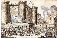 Tranh vẽ mô tả cuộc tấn công pháo đài Bastille trong Cách mạng Pháp. Ảnh: HULTON ARCHIVE