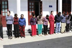 Các đối tượng trong ổ nhóm đánh bạc bị bắt giữ. (Ảnh: Công an Nghệ An)