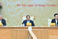 Thủ tướng Chính phủ Phạm Minh Chính chủ trì Hội nghị quán triệt, triển khai các Nghị quyết của Quốc hội. (Ảnh: TRẦN HẢI)