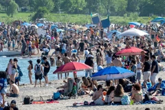 Người dân ở Toronto (Canada) đổ ra biển khi thời tiết nắng nóng.
