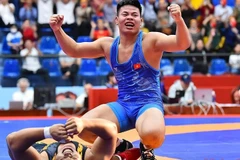 Các vận động viên đội tuyển vật Việt Nam tham gia thi đấu tại SEA Games 31.