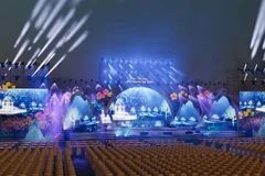 Phối cảnh sân khấu chương trình “Xuân Biên phòng ấm lòng dân bản”. (Ảnh: Ban tổ chức)