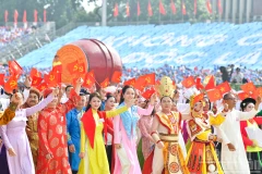 Các nghệ sĩ diễu hành trong Lễ kỷ niệm 80 năm Quốc khánh 2/9. (Ảnh: DUY LINH)