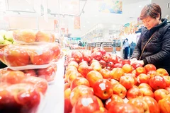 Khách chọn mua trái cây tại siêu thị Aeon Long Biên, Hà Nội. Ảnh: TRẦN VIỆT