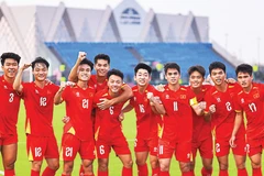 Niềm vui chiến thắng của các cầu thủ U23 Việt Nam tại giải U23 châu Á 2026. (Ảnh: TED TRẦN)